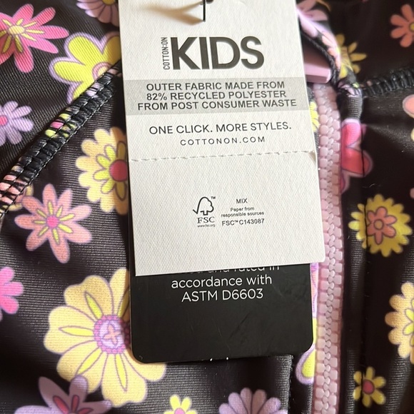 NWT Cotton On Lydia One Piece Swimsuit in Phantom Size 2T Floral - Picture 4 of 5